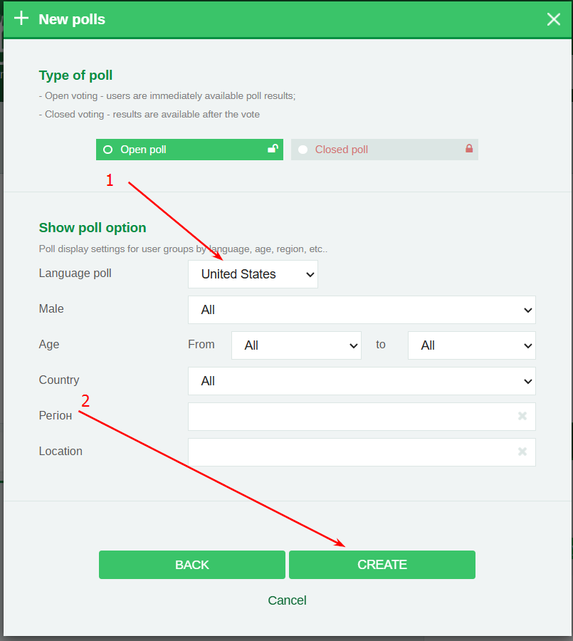 Create your own public opinion poll: Choose the audience and create the poll
